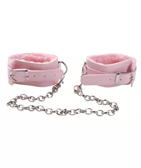 Grrl Toyz Pink Plush Ankle Cuffs With Chain