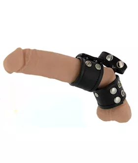 Triple Threat Leather Cock Ring