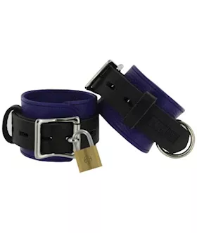 Strict Leather Blue And Black Deluxe Locking Cuffs