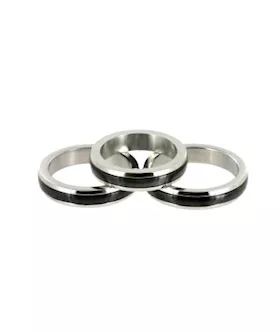 Chrome Stainless Steel Cock Ring With Black Band