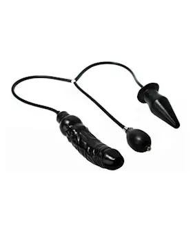 Dual Inflatable Dildo With Butt Plug