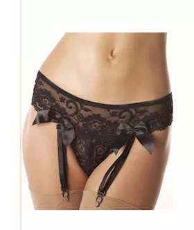 Black Lace Suspender G-string