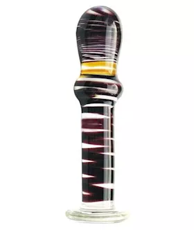 Red Striped Glass Dildo