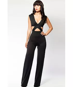 Black Cross Top Cutout Jumpsuit