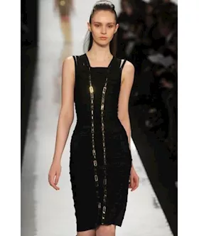 Black Gold Detail Sleeveless Party Bandage Dress