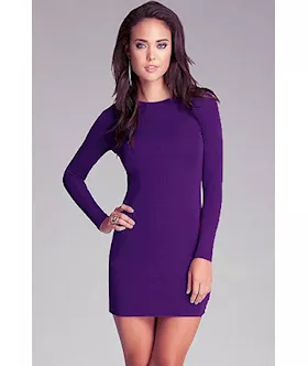 Concise Sexy Purple Hollow Out Back Lace-up Mini Dress