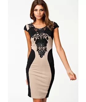 Elegant Floral Embroidery Bodycon Patchwork Midi Party Dress