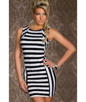 Form-fitting Stretch Mini Dress In Strips