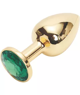 Gold Butt Plug With Green Gem