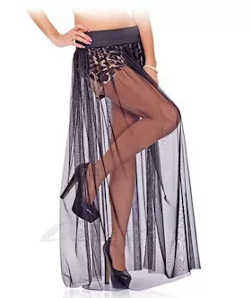Sexy Gauzy Maxi Skirt With Leopard Shorts