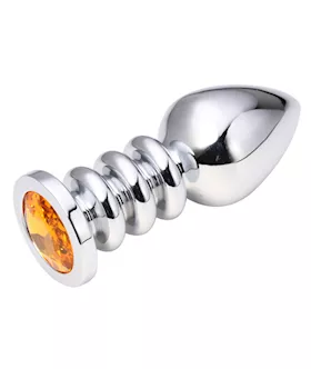 Ridged Jewelled Butt Plug