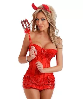 4 Pc Sexy Devil Costume Red