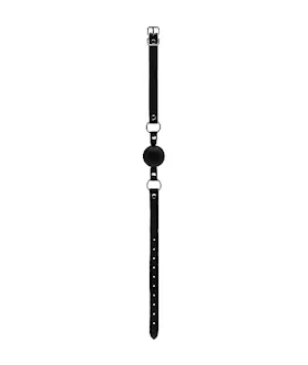 Leather Black And White Mouth Gag With Adjustable Strap