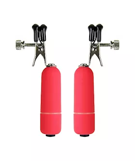 Vibrating Nipple Clamps Red