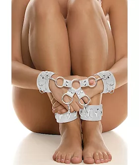 Leather Hand And Legcuffs White