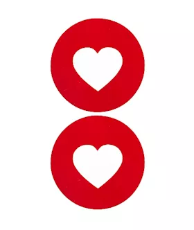 Nipple Sticker Round Open Hearts Red
