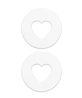 Nipple Sticker Round Open Hearts White