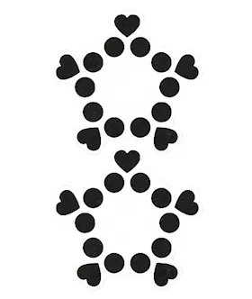 Nipple Sticker Open Circle And Hearts Black