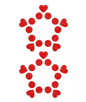 Nipple Sticker Open Circle And Hearts Red