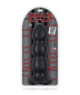 Devils Butt Plug 13 In Bulbous Ripple Shape Black