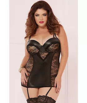 Lace & Lame Chemise W/garters