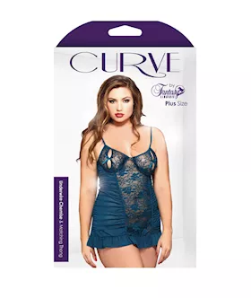 Underwire Split Cup Chemise With Shirred Sides & G-string