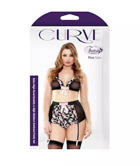 Retro High Floral Bra & Garter