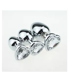 Chrome Butt Plug With Silver Heart Shaped Jem