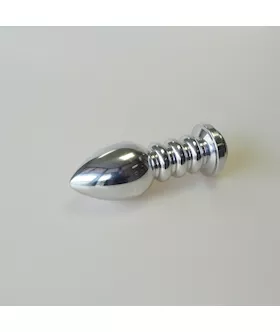 Jewelled Chrome Ribbed Butt Plug