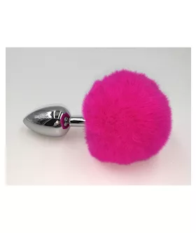 Chrome Butt Plug With Rabbit Tail