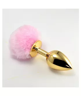 Gold Butt Plug With Rabbit Tail