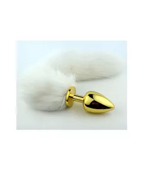 Soft White Tail With Gold Butt Plug