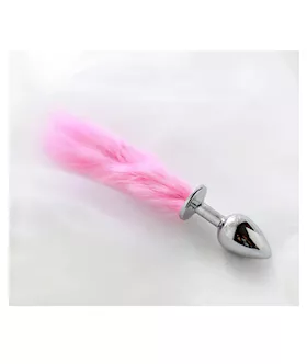 Chrome Butt Plug With Fur Tail