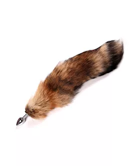 Chrome Butt Plug With Long Fur Tail