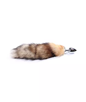 Chrome Butt Plug With Long Fur Tail