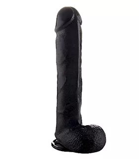 Realistic Cock 15 Inch With Scrotum Black