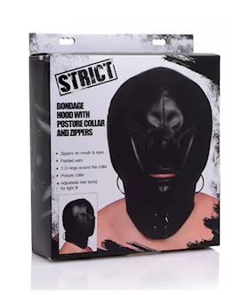 Bondage Hood With Posture Collar And Zippers