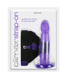 Climax Strap-on Purple Ice Dong & Harness Set