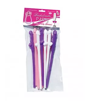 Bachelorette Party Pecker Sipping Straws- 10pk Mixed
