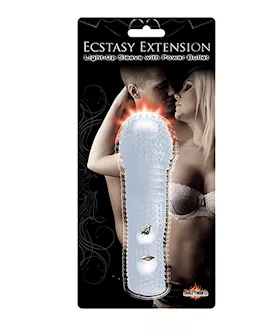 Ecstasy Extension Light Up Sleeve With Powet Bullet -clear