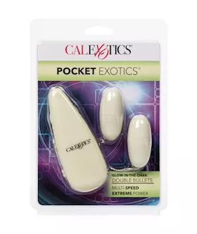 Glow In The Dark Pocket Exotics Vibrating Glowing Double Bullets