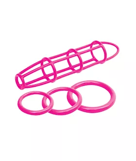 Neon Silicone Cage And Love Ring Set
