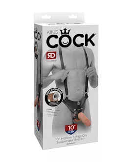 King Cock 10 Inches Hollow Strap On Suspender System