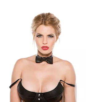 Faux Leather Bow Tie Collar