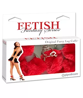 Furry Leg Cuffs Red