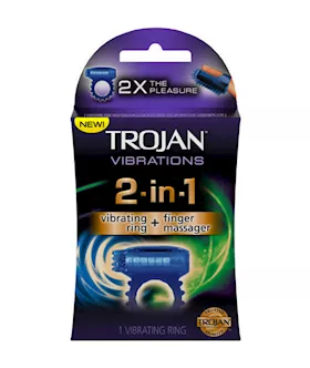 Trojan 2-in-1 Vibrating Ring + Finger Massager 