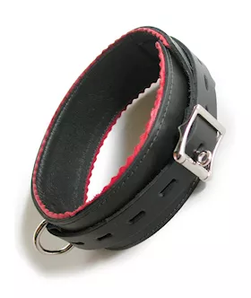 Leather-lined Buckling Collar With Scalloped Edges