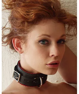 Leather-lined Buckling Collar With Scalloped Edges
