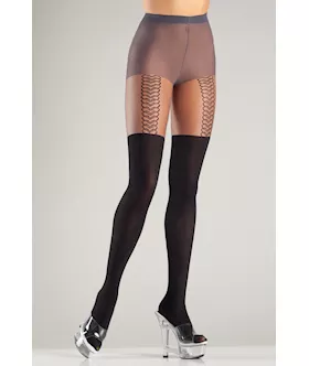 Faux Suspender Pantyhose