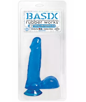 Basix 6 Inch Dong W Suction Cup Blue